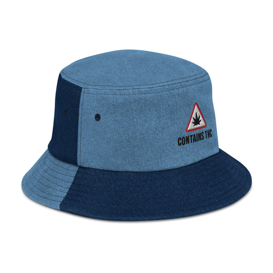 Contains THC Denim Weed Bucket Hat