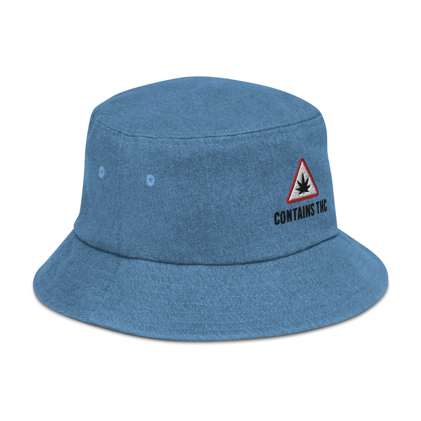 Contains THC Denim Weed Bucket Hat