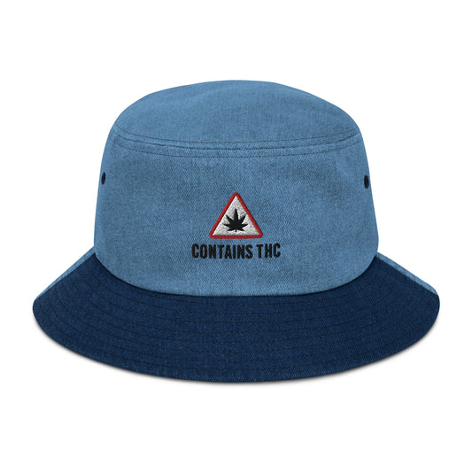 Contains THC Denim Weed Bucket Hat